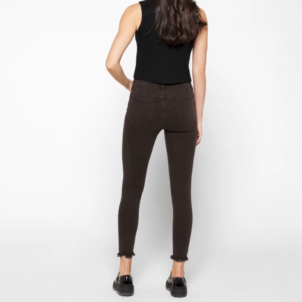 Madewell 9” Mid-Rise Skinny Black Jeans Button Fly Raw Hem, Size 24 - Picture 11 of 15